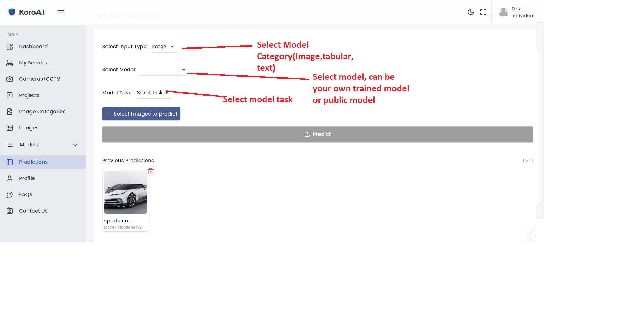 Predictions screenshot