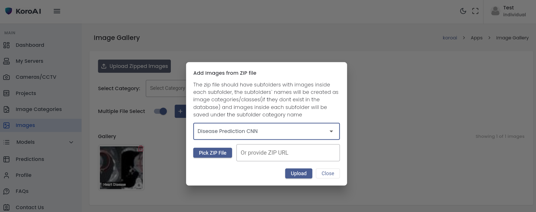 ZIP Upload screenshot